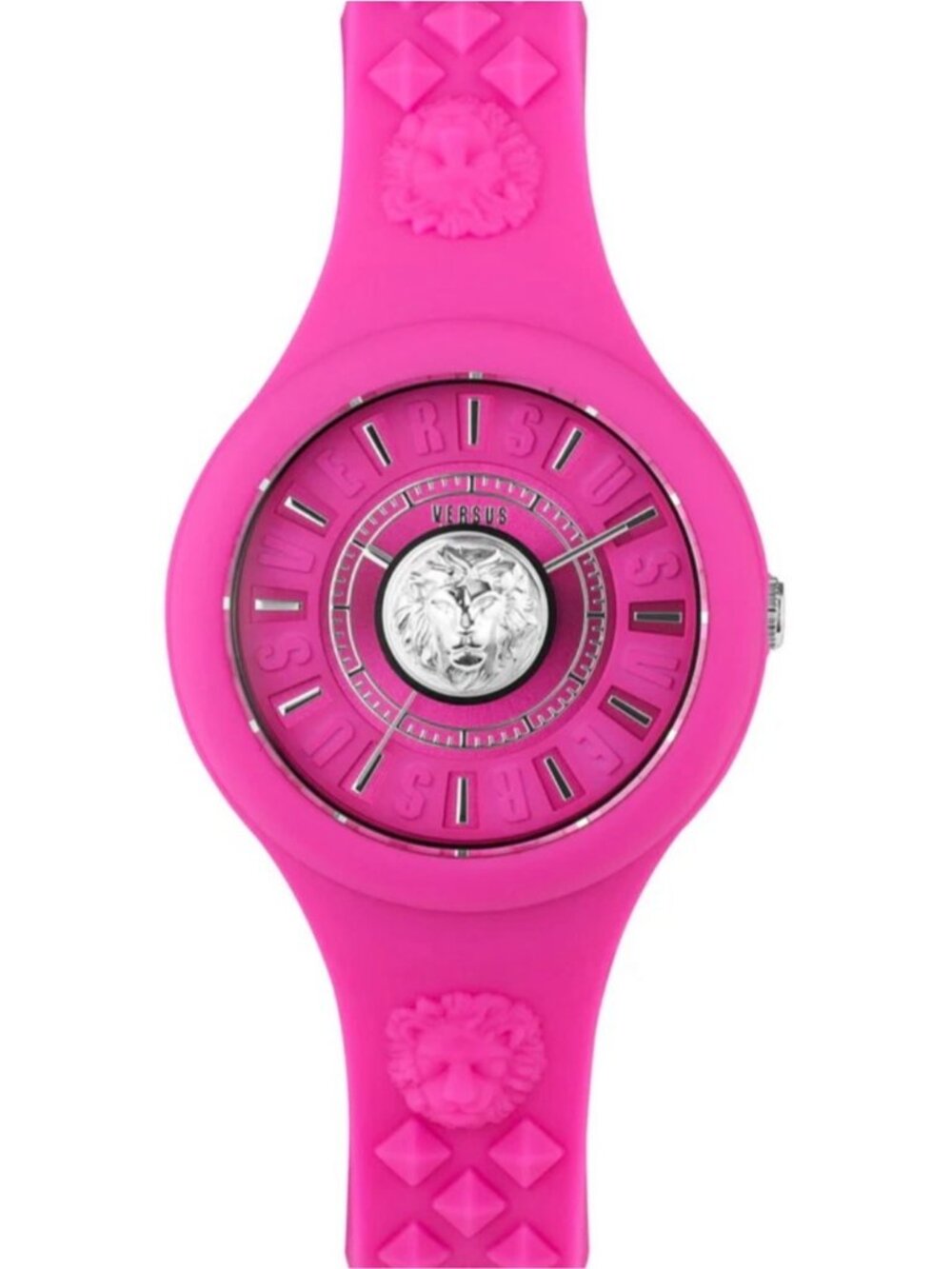 Versus Versace Hot Pink Fire Island Lion Silicone Strap Watch, 39mm